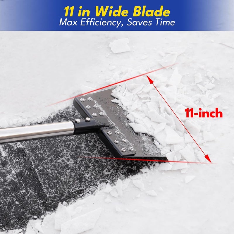 CKLT Ice Scraper for Driveway 65in Garden Flat Shovel Ice Chopper Heavy Duty Multi Weeding Shovel with 11in Spring Steel Blade Floor Scraper for Ice, Snow, Weed，Dirty, Moss, Driveway, Lawn Edging - Image 2